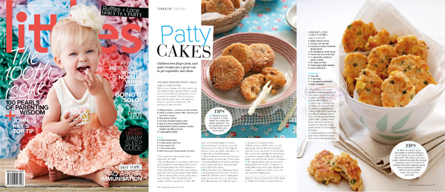 Food 4 Tots, salmon potato cakes, chicken and corn patties, recipe for toddlers, Littlies Magazine