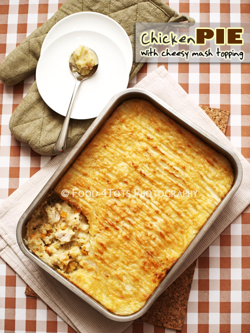 chicken pie, cheesy, mash topping, food for toddlers, recipe for toddlers