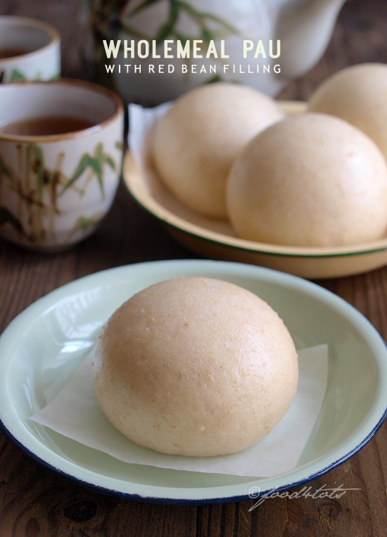 Wholemeal Pau with Red Bean Filling, pau, baozi, Chinese steamed bun, wholemeal pau, red bean pao, dim sum, toddler, kid, children, snack, food 4 tots