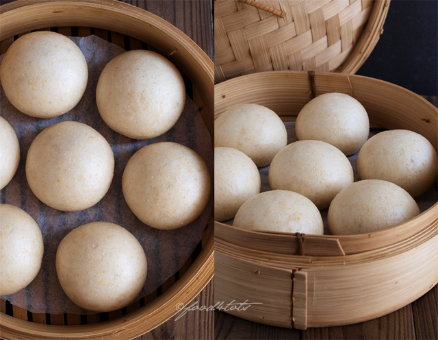 Wholemeal Pau with Red Bean Paste Filling, pau, baozi, Chinese steamed bun, wholemeal pau, red bean pao, dim sum, toddler, kid, children, snack, food 4 tots