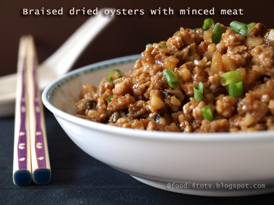 dried oysters, minced meat, braising, Chinese, kid, toddler, food for tots